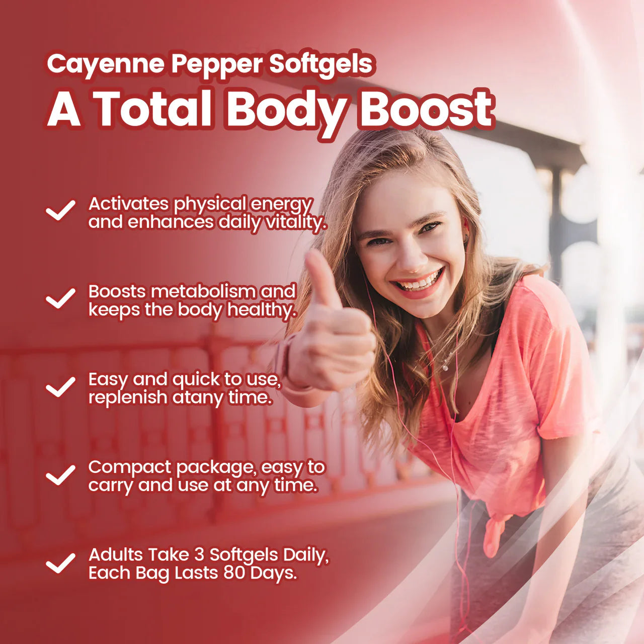 Cayenne Pepper Softgels Supplement, Supports Leg Vein