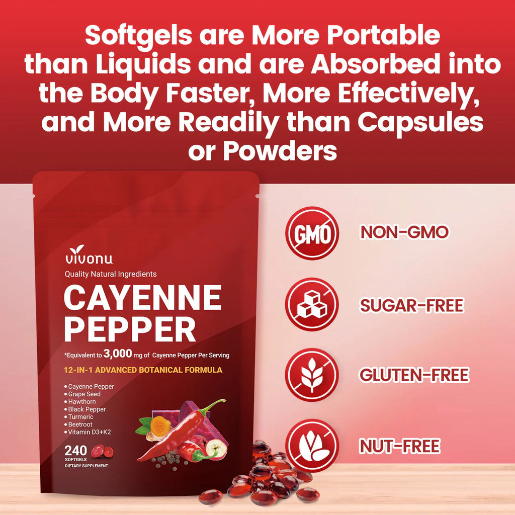 Cayenne Pepper Softgels Supplement, Supports Leg Vein