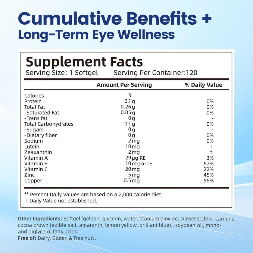 120pcs Lutein Eye Vitamins Supplement for Macular Health and Dry Eye 120pcs Lutein Eye Vitamins Supplement for Macular Health and Dry Eye VivoNu Nutrition 120pcs Lutein Eye Vitamins Supplement for Macular Health and Dry Eye